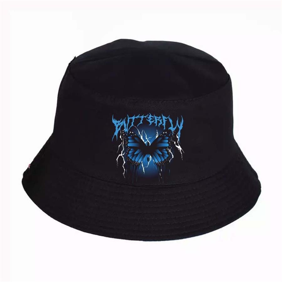 Gothic Blue Butterfly Bucket Şapka