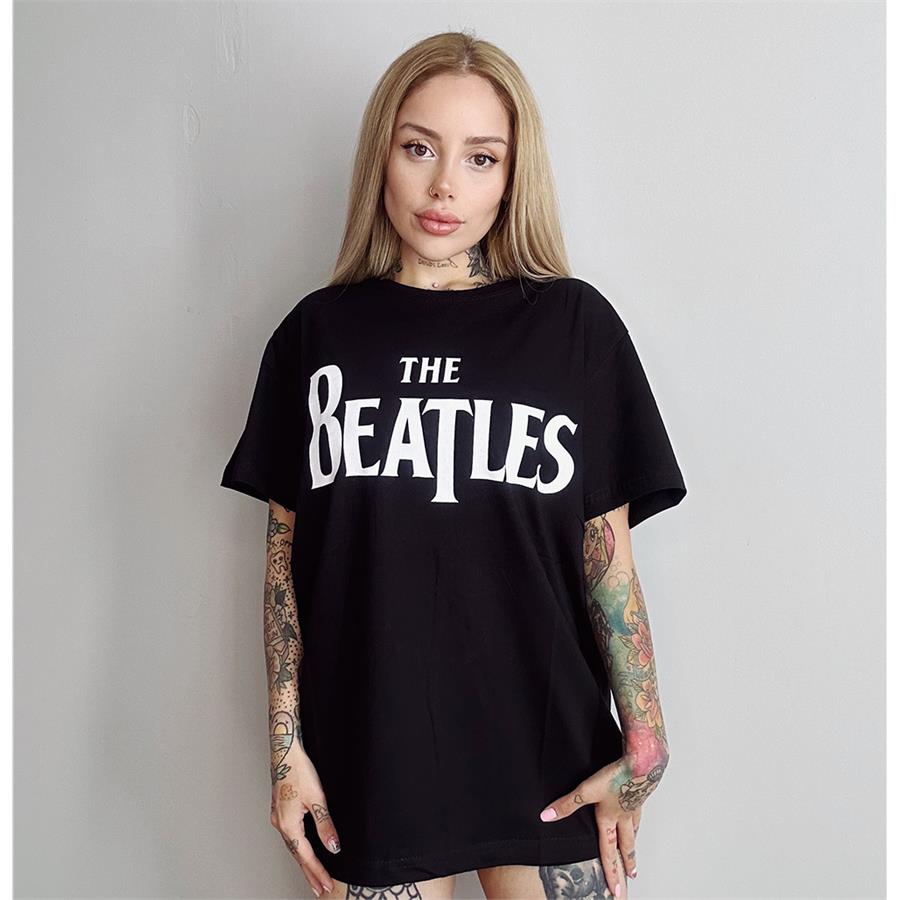 The Beatles Logo Siyah Unisex T-Shirt