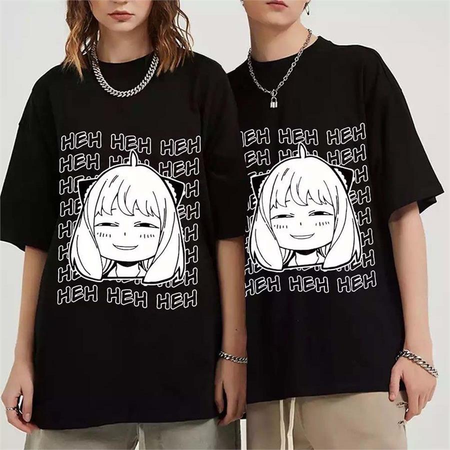Anime Spy X Family Anya Forger Heheheh Siyah (Unisex) T-Shirt