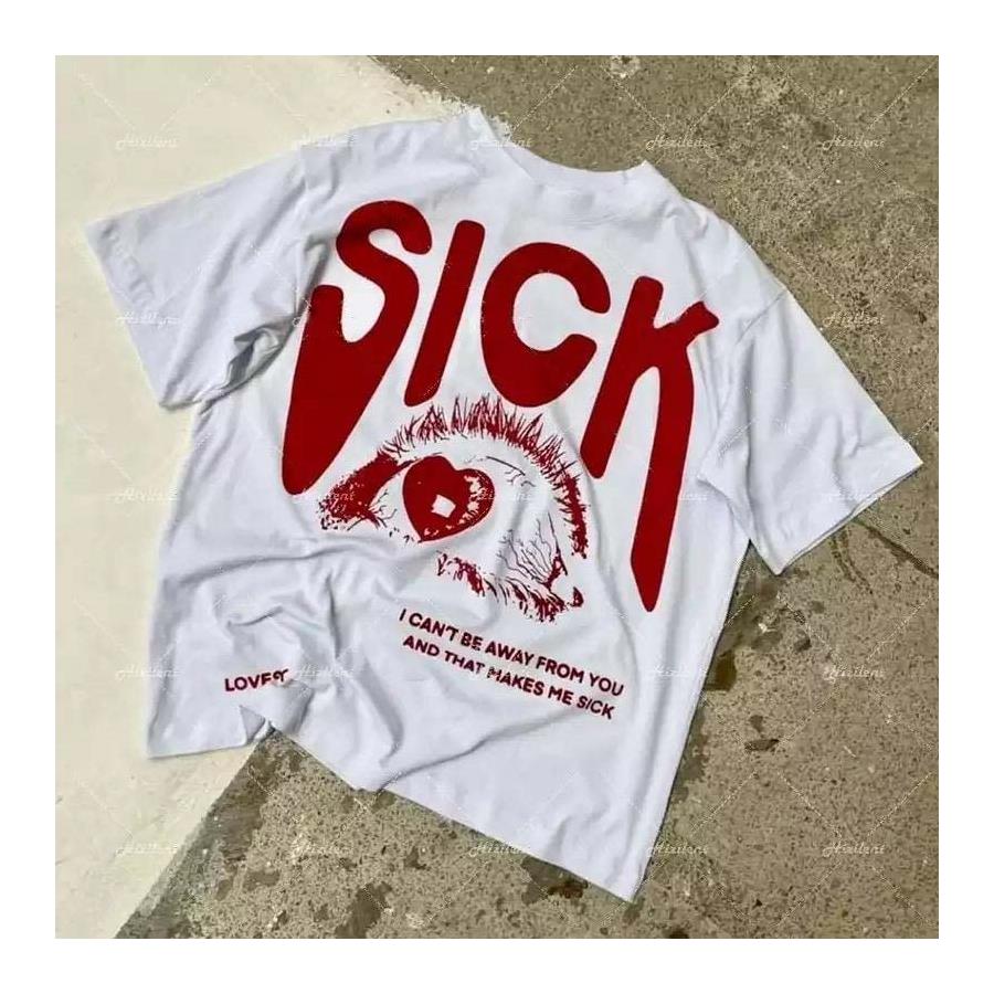 Harajuku Sick Eye Beyaz (Unisex) T-Shirt