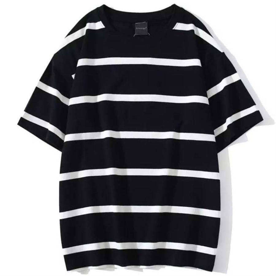 Siyah Üzerine Beyaz Çizgili (Unisex) T-Shirt