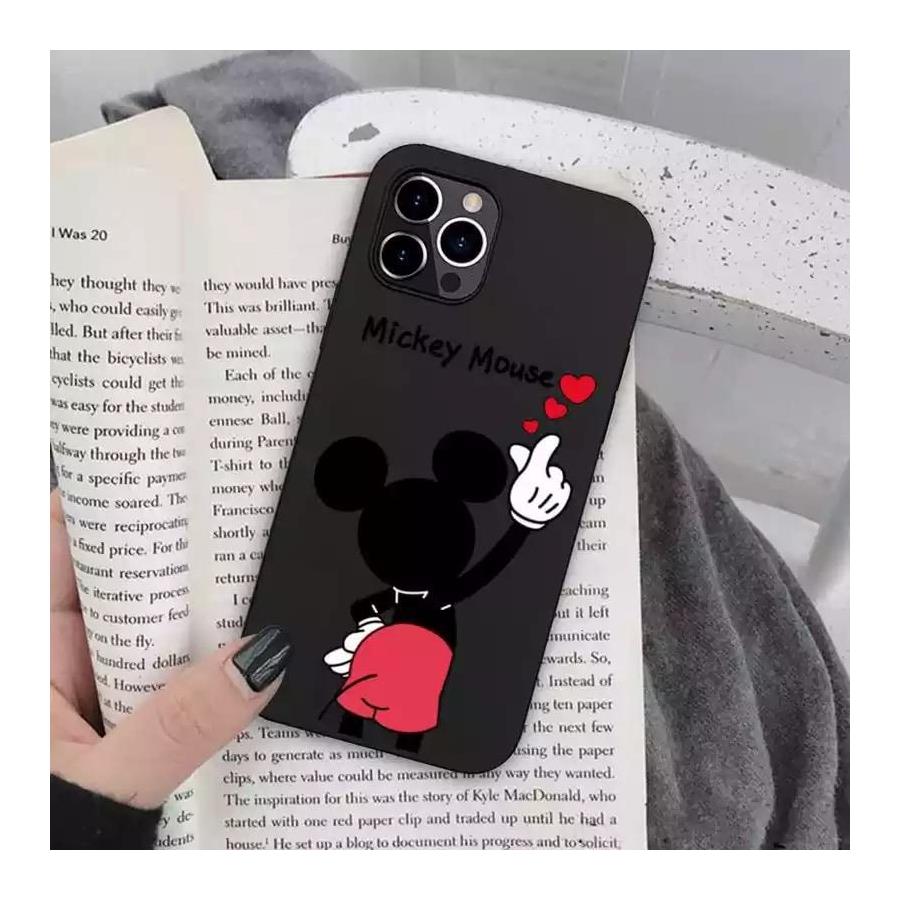 Mickey Mouse Kırmızı Kalpli Siyah Iphone Telefon Kılıfları