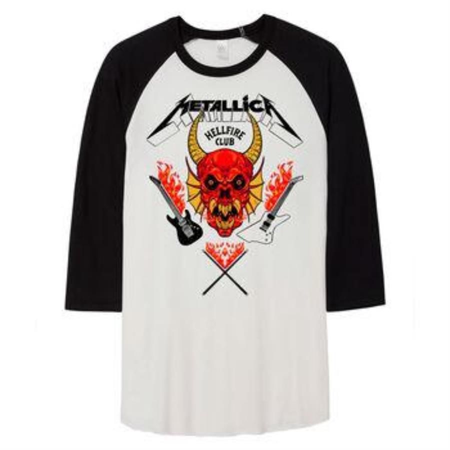 Metallica x Stranger Things Hellfire Club Beyaz Unisex T-Shirt