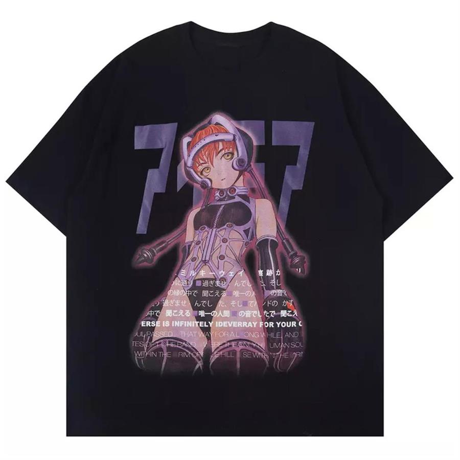 Aolamegs Virtual Girl Siyah (Unisex) T-Shirt