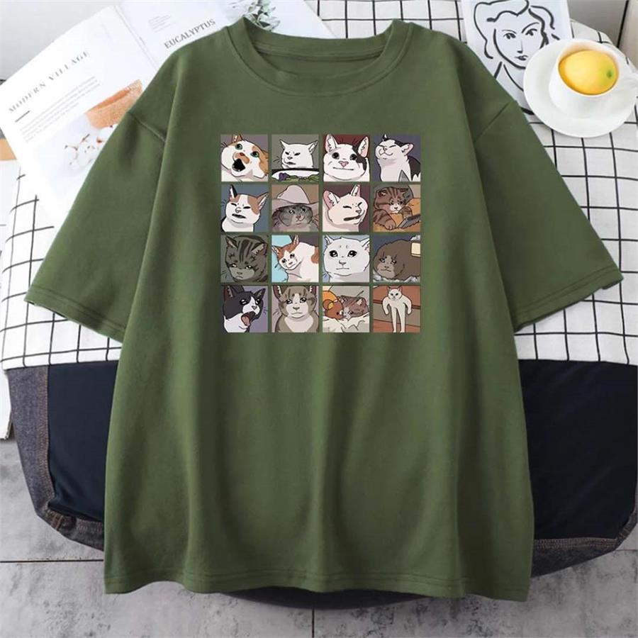 Cat Memes Collage Haki (Unisex) T-Shirt