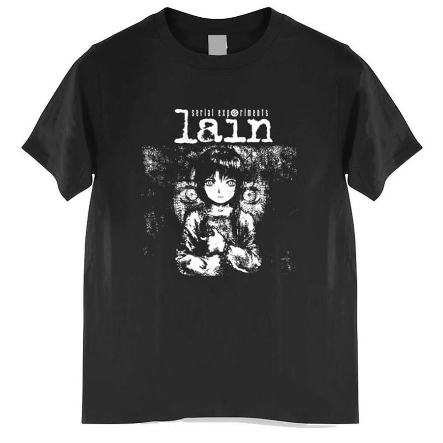 Anime Lain : Lain Iwakura Siyah (Unisex) T-Shirt