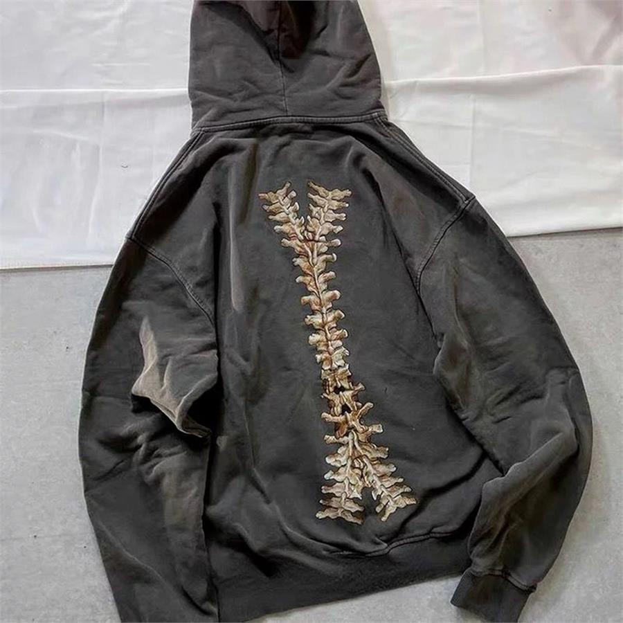 Spinal Skeleton Füme Fermuarlı (Unisex) Kapüşonlu Sweatshirt