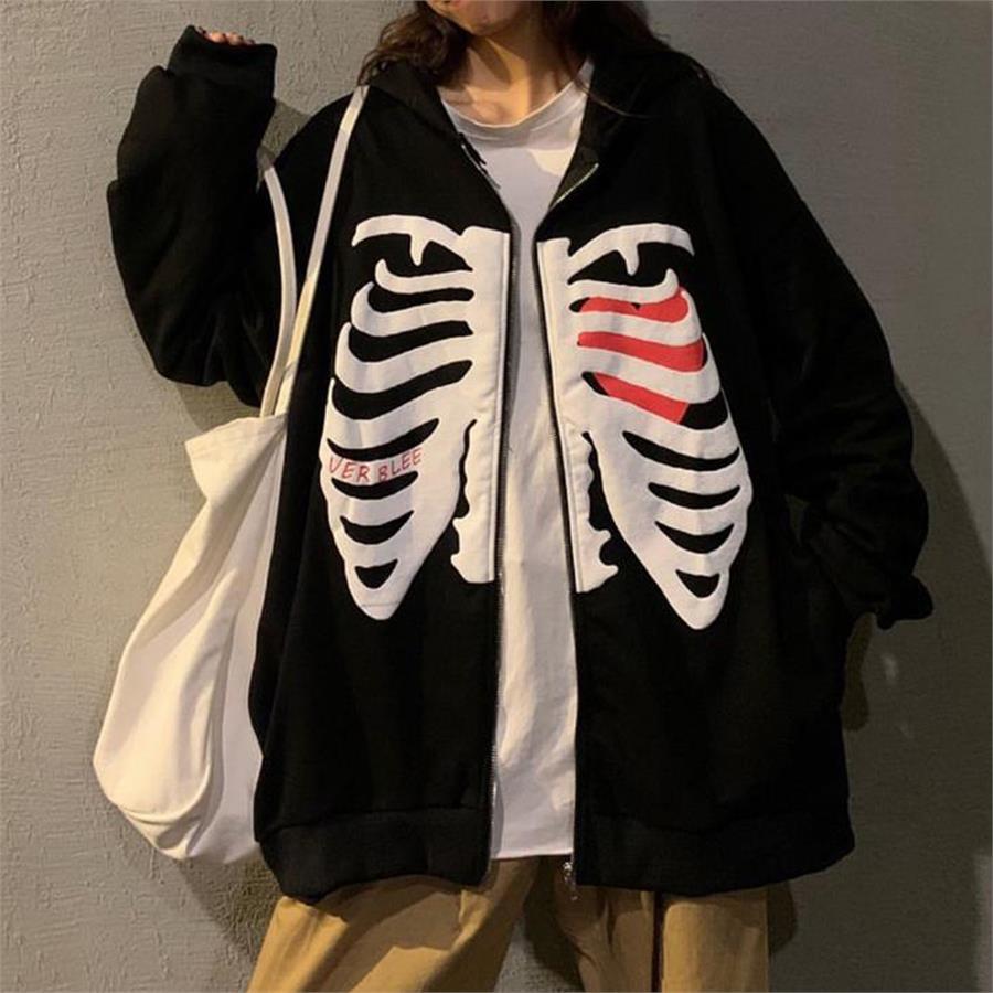 Skeleton Slot Of The Heart Siyah Fermuarlı (Unisex) Kapüşonlu Sweatshirt