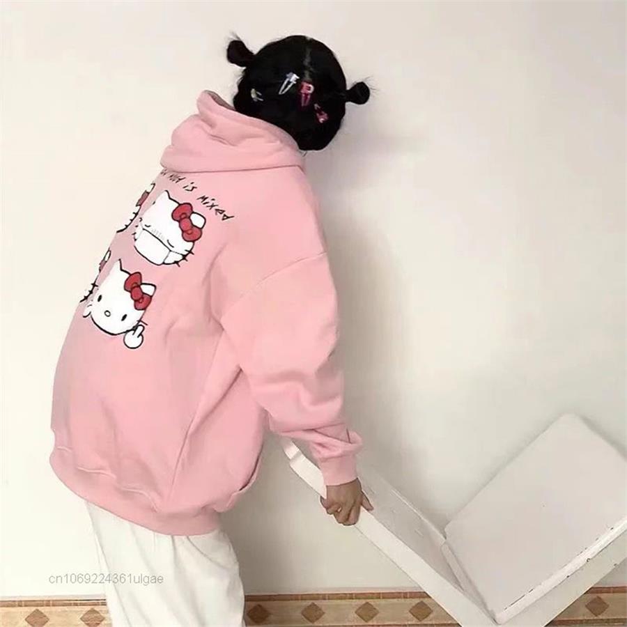 Hello Kitty Sick Emoji Pembe (Unisex) Kapüşonlu Sweatshirt
