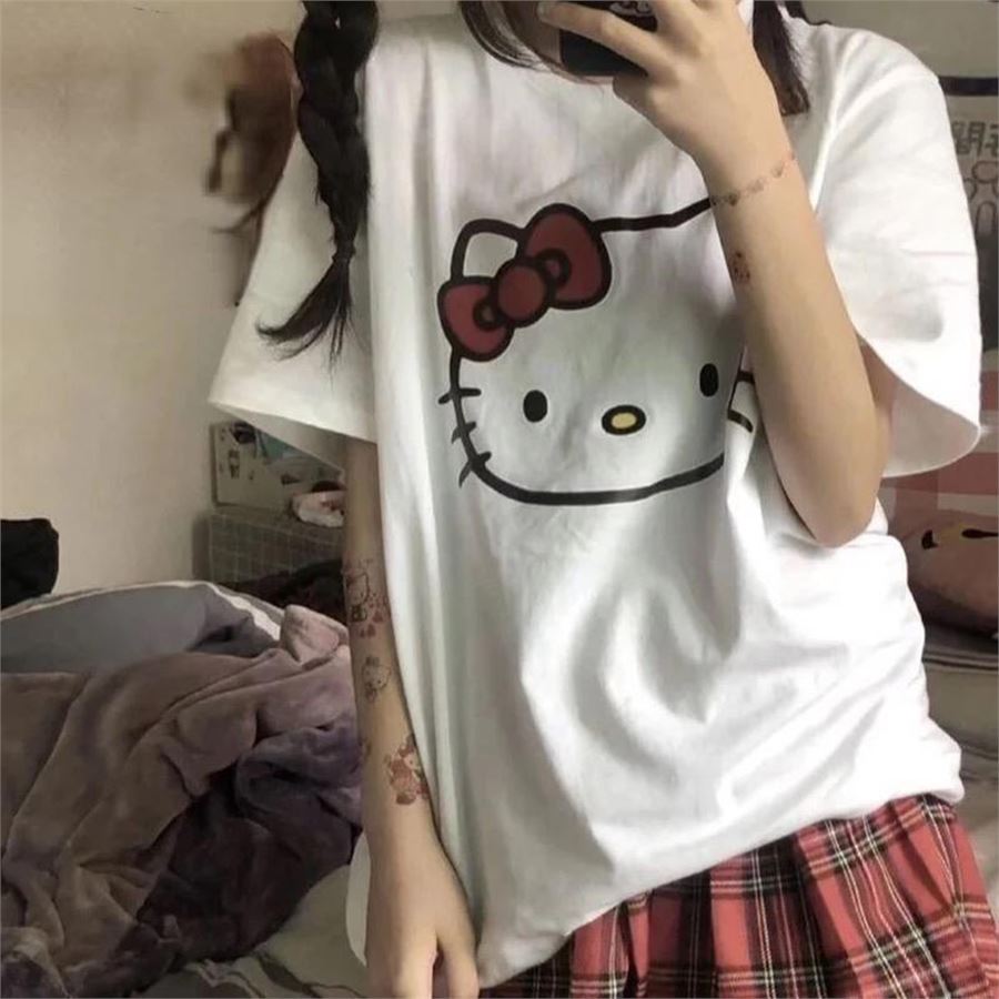 Beyaz Hello Kitty Face (Unisex) T-Shirt