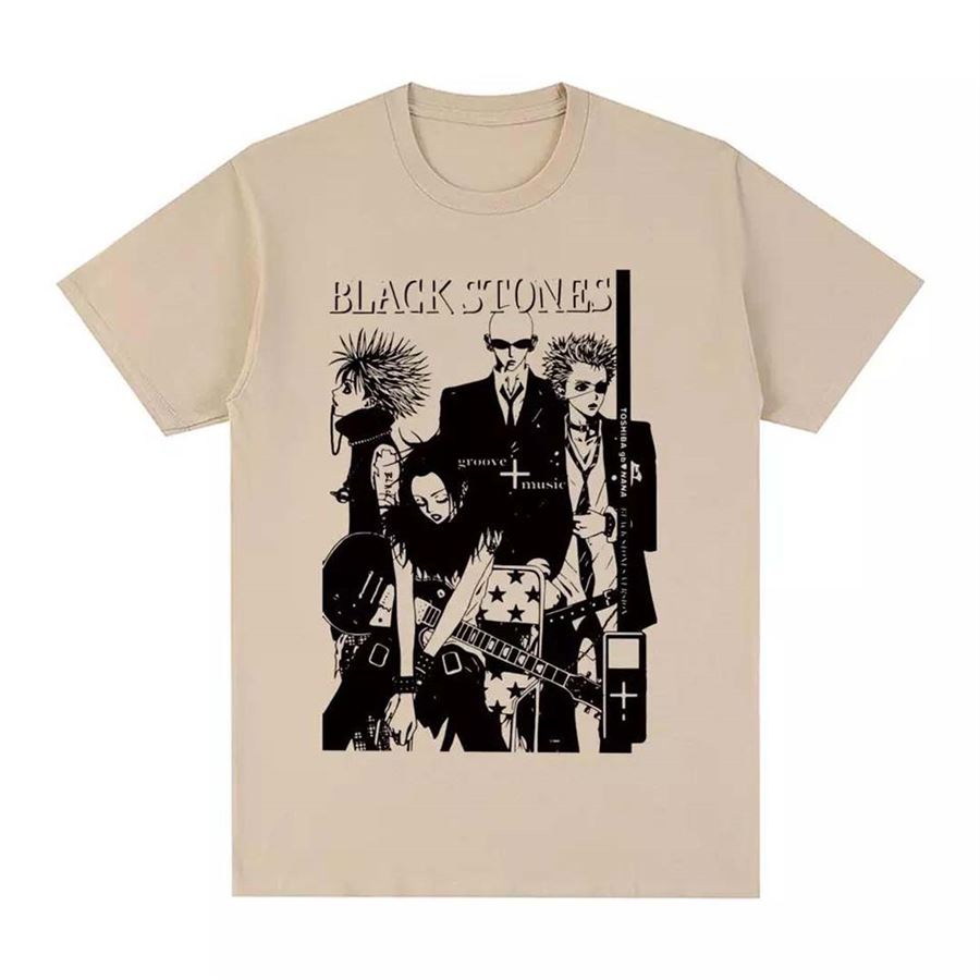 Beyaz Anime Black Stones Band (Unisex) T-Shirt