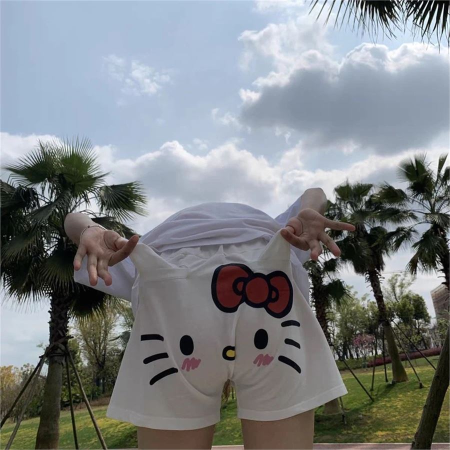 Beyaz Hello Kitty Face Unisex Şort