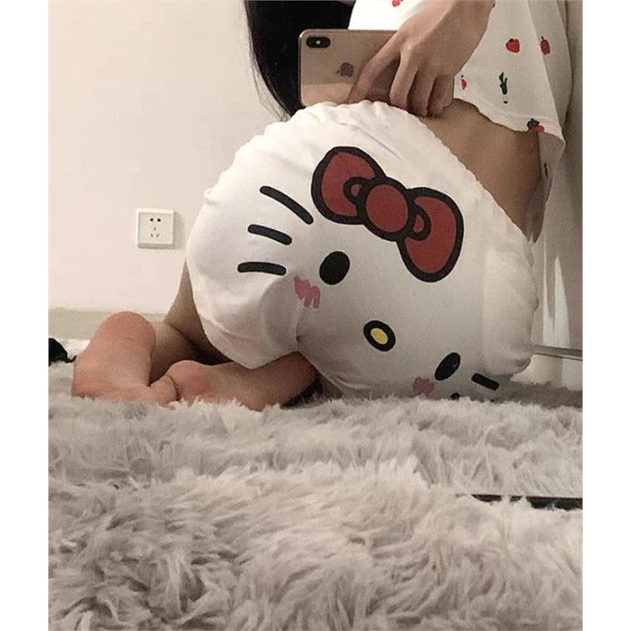 Beyaz Hello Kitty Face Unisex Şort