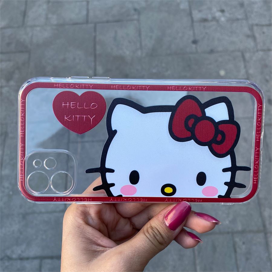 Şeffaf Hello Kitty Head İphone Telefon Kılıfları