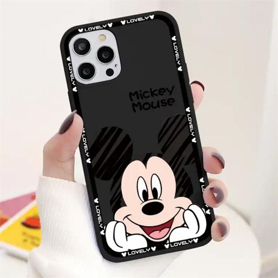 Mickey Mouse Face Siyah İphone Telefon Kılıfları