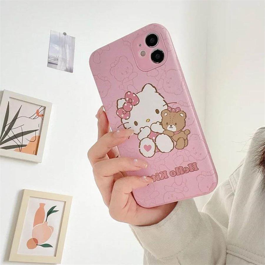 Pembe Hello Kitty : Bear Friend İphone Telefon Kılıfları