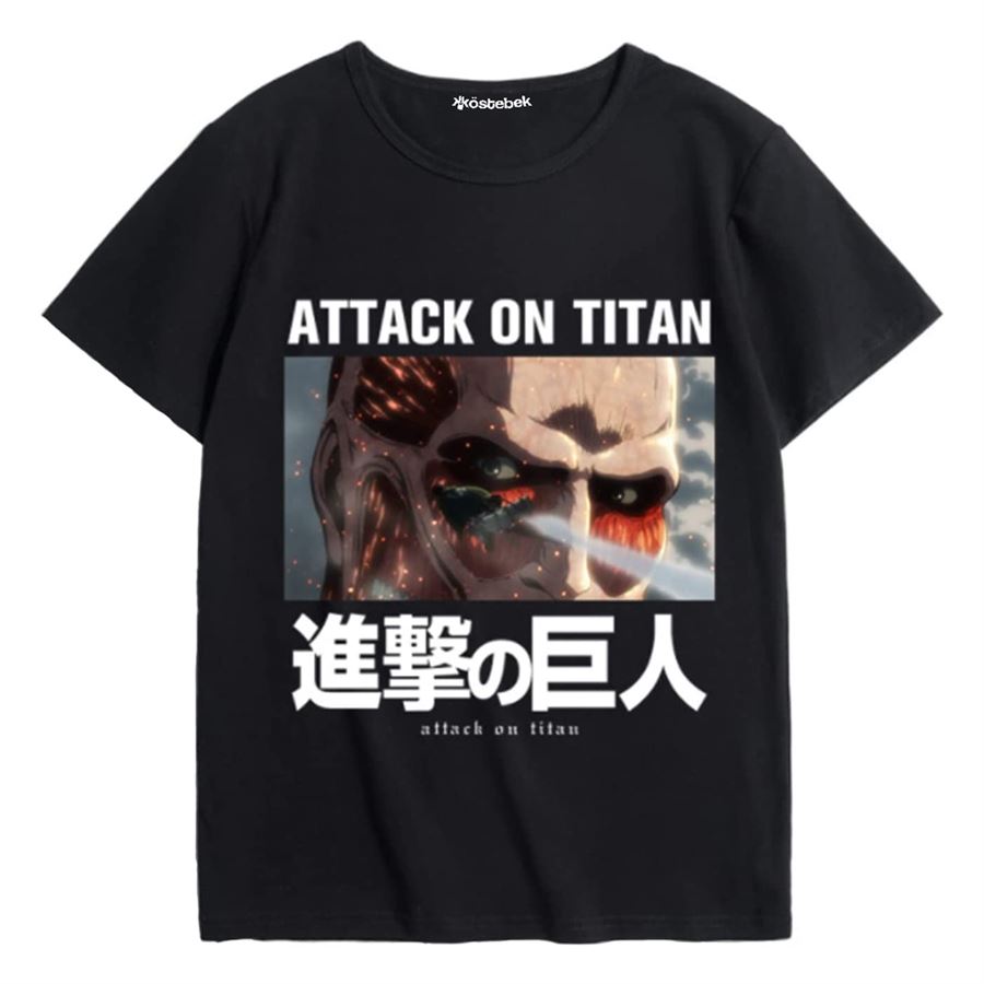 Siyah Anime Attack On Titan - Colossal Titan (Unisex) T-Shirt