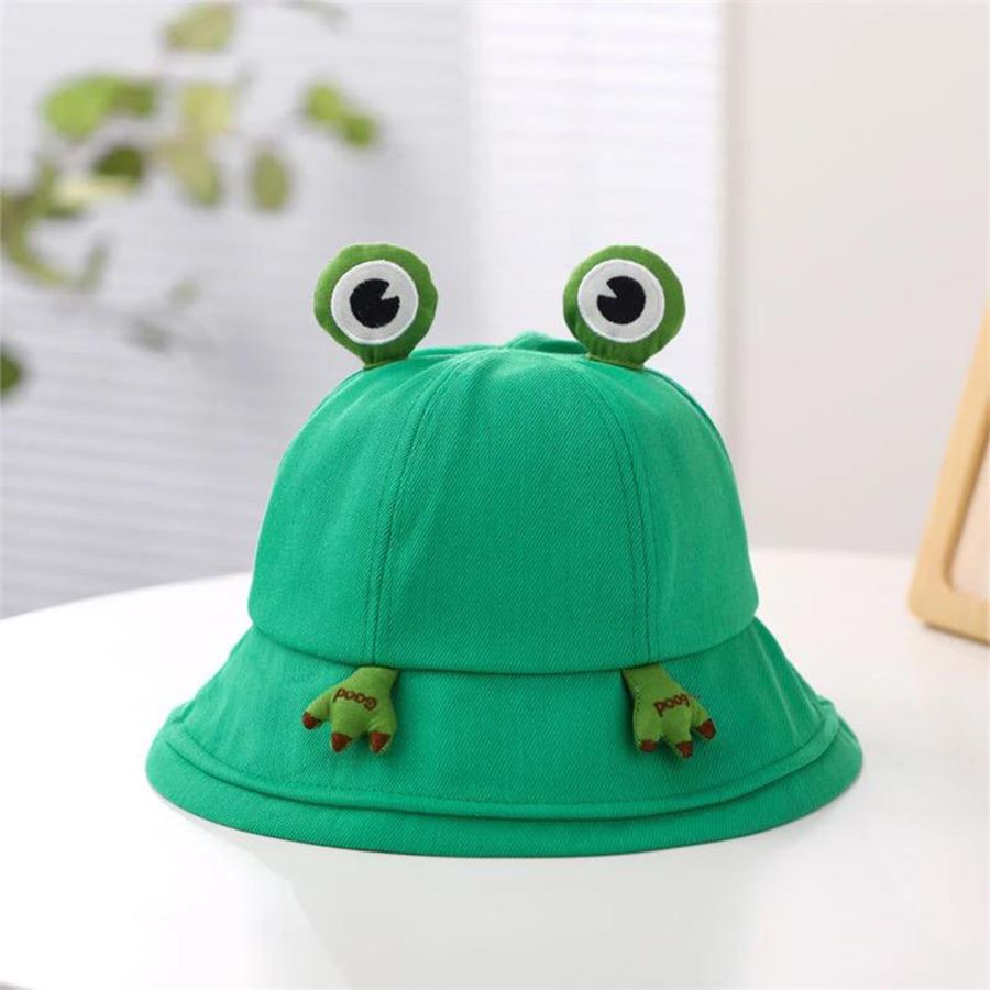 Yeşil Kurbağa Gözlü Ve Ayak Detaylı Bucket Şapka