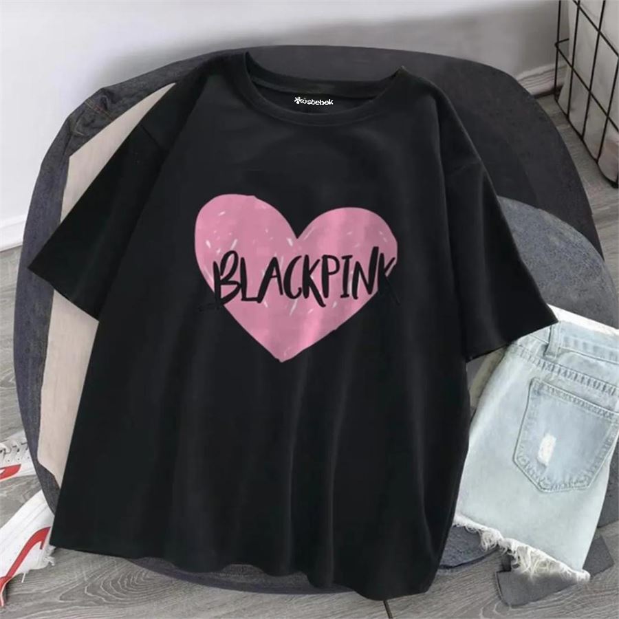 Siyah K-Pop Black Pink - Heart Logo (Unisex) T-Shirt