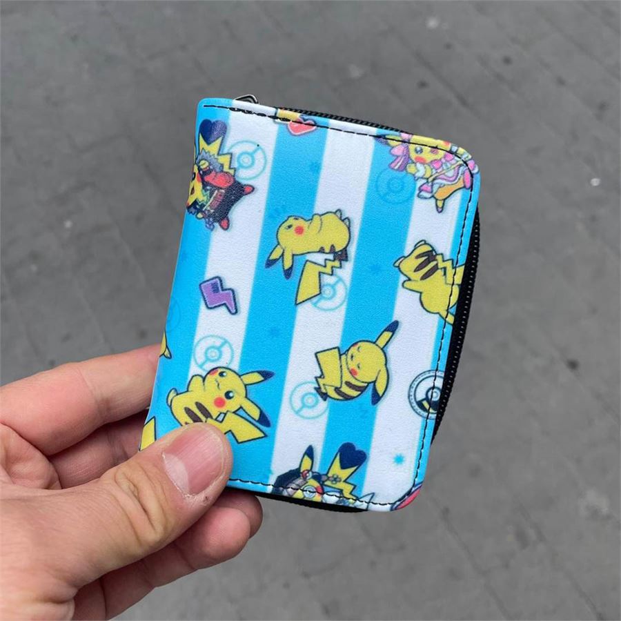 Çizgili Pokemon - Pikachu Kolaj Kısa Cüzdan