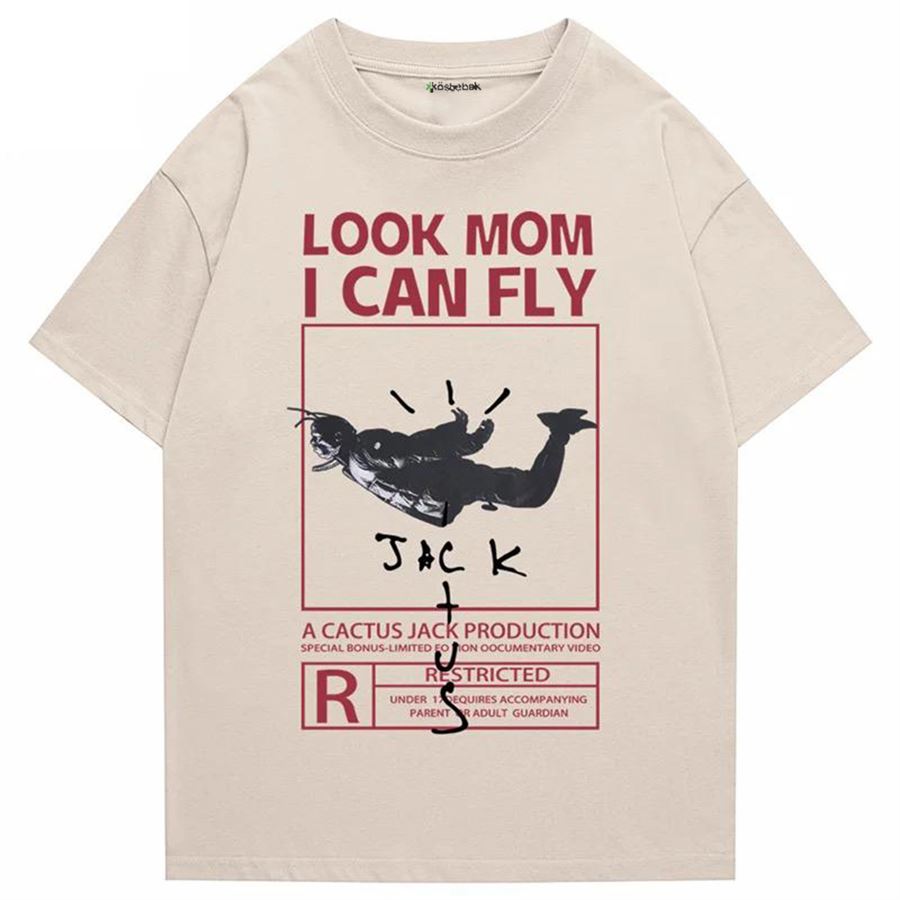 Bej Travis Scott: Look Mom I Can Fly (Unisex) T-Shirt