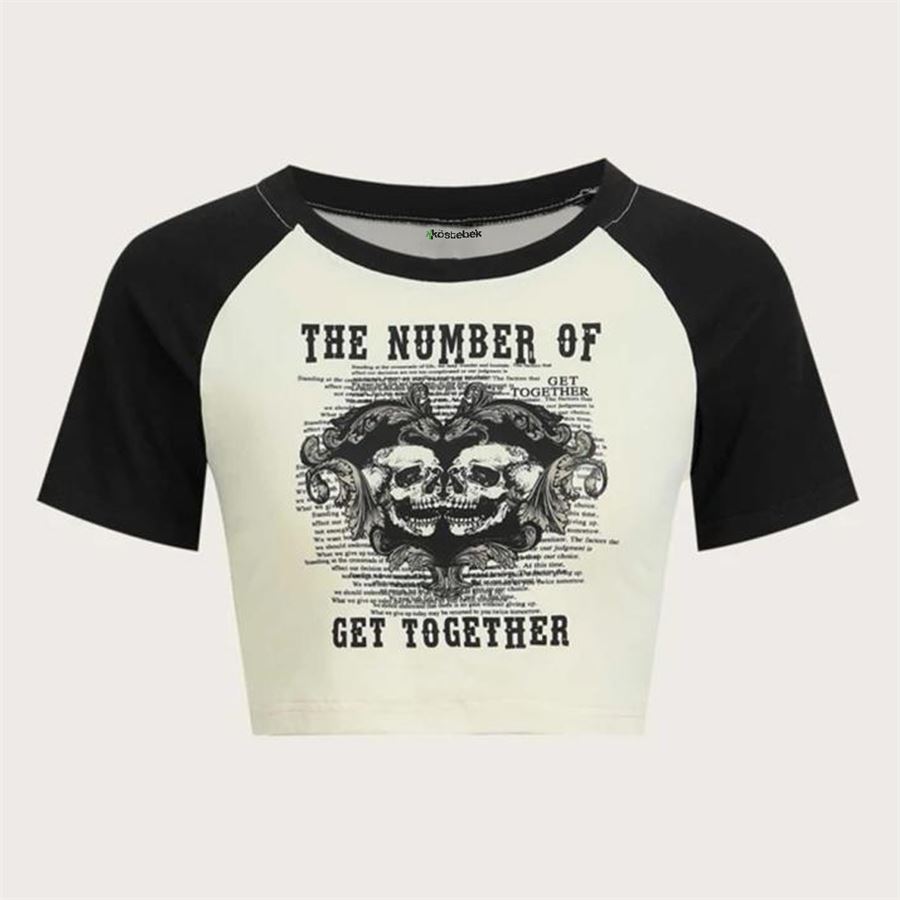 Beyaz The Number Of Get Together Raglan Yarım T-Shirt