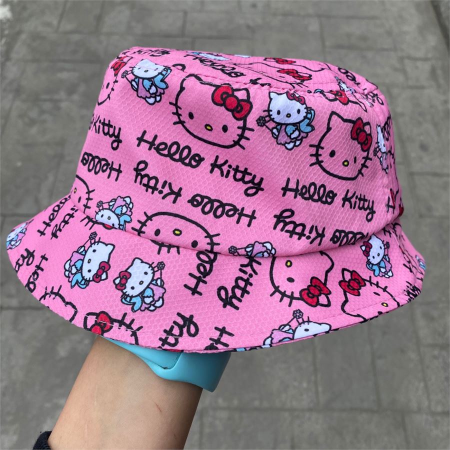 Pembe Hello Kitty Snowflake Kolaj Bucket Şapka