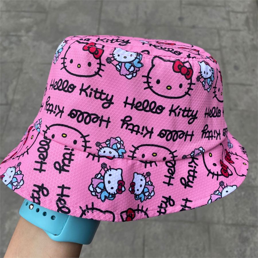 Pembe Hello Kitty Snowflake Kolaj Bucket Şapka