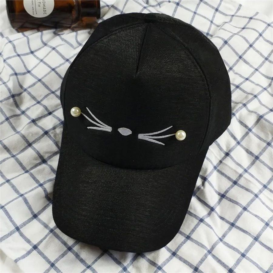 Siyah Kedi Bıyıklı Şapka