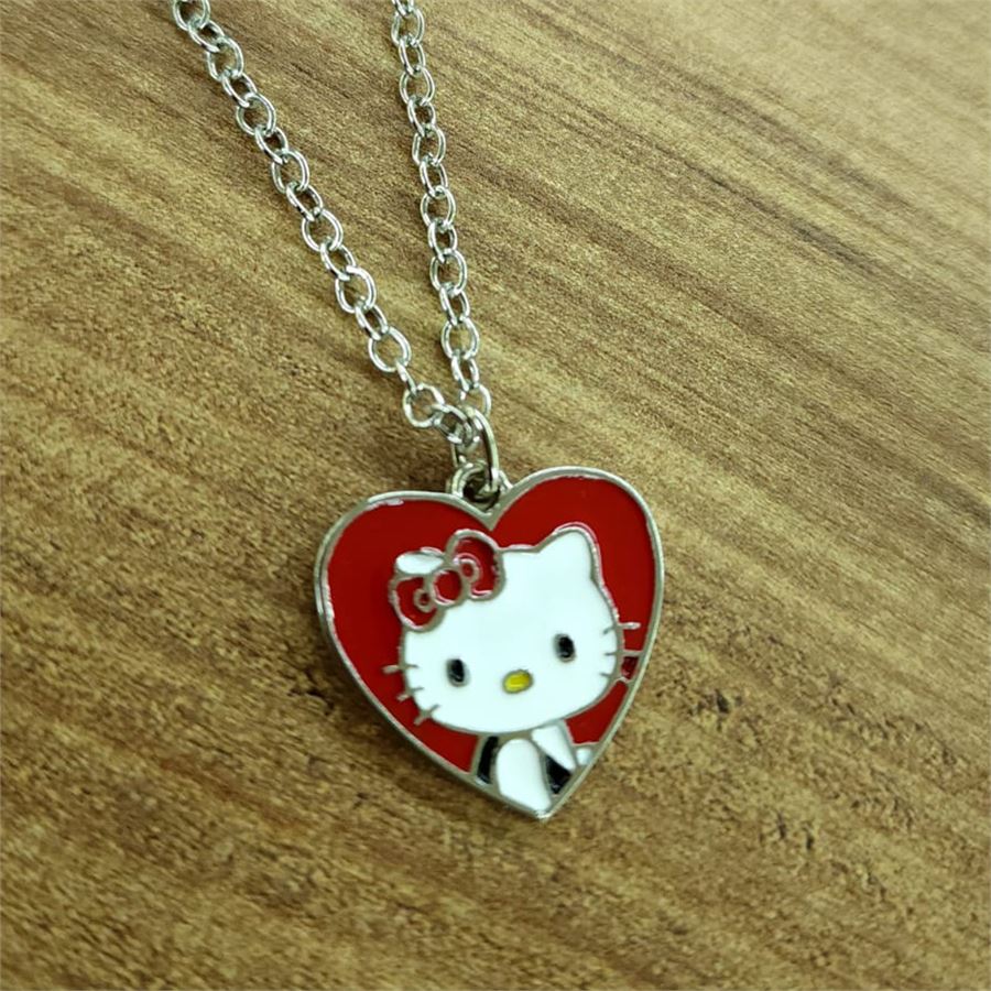 Kırmızı Kalpli Hello Kitty Kolye
