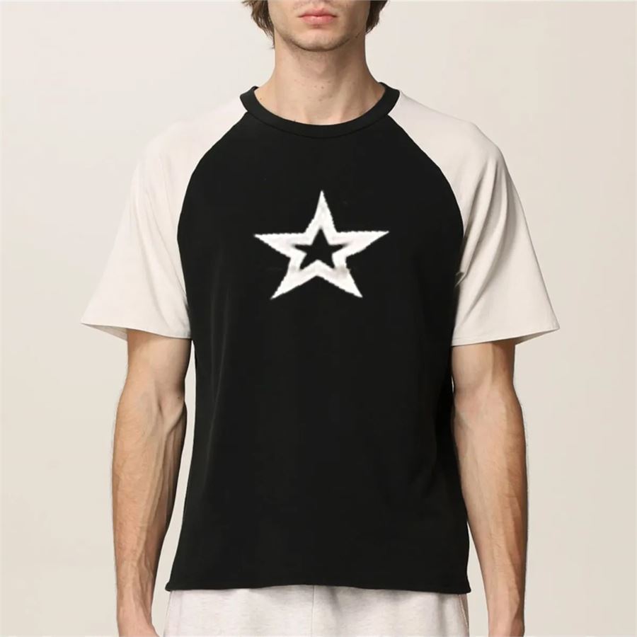 Old School Raglan Yıldız Baskılı Siyah (Unisex) T-Shirt