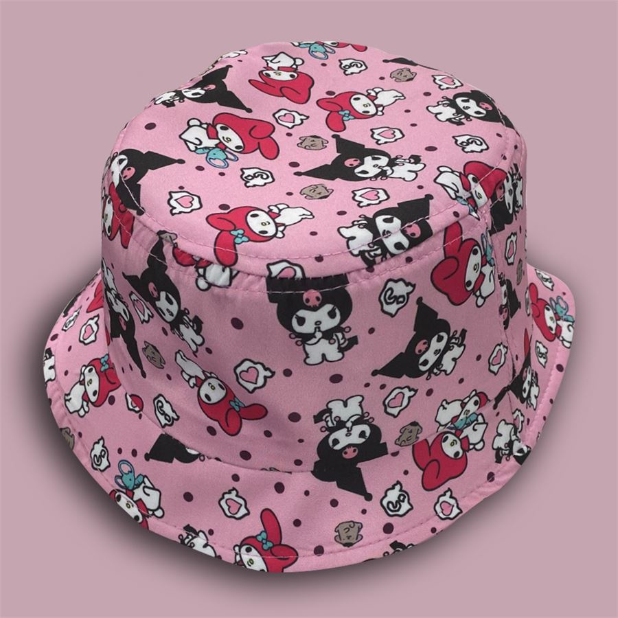Pembe Anime Kuromi - Melody : Love Message Bucket Şapka