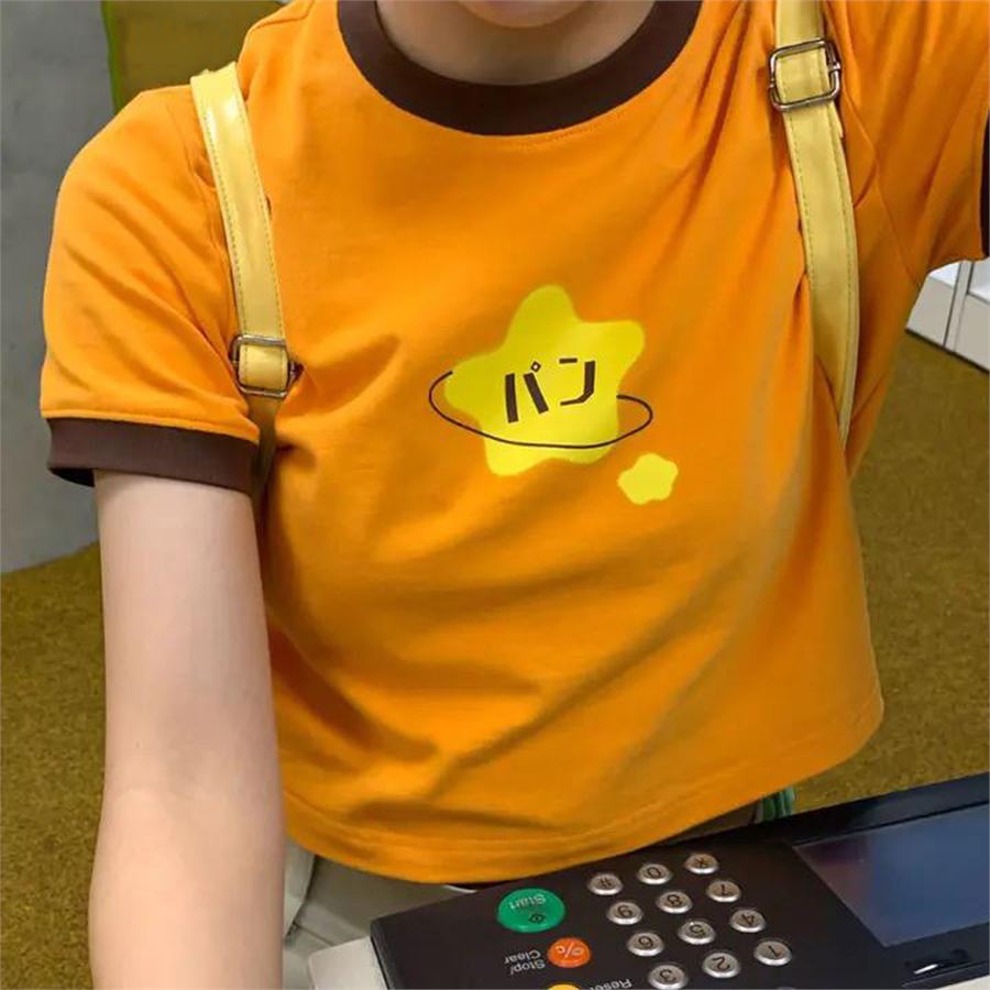 Turuncu Happy Korean Star Yarım T-Shirt