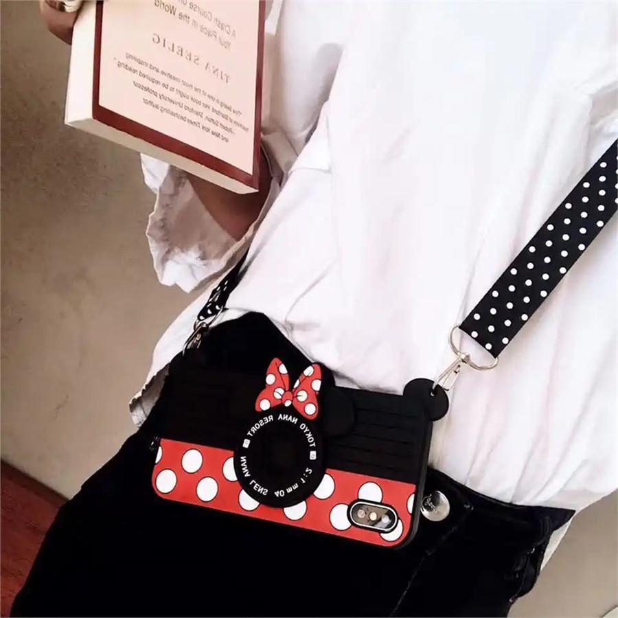 Minnie Mouse Fotoğraf Makinesi Görünümlü İphone Telefon Kılıfları