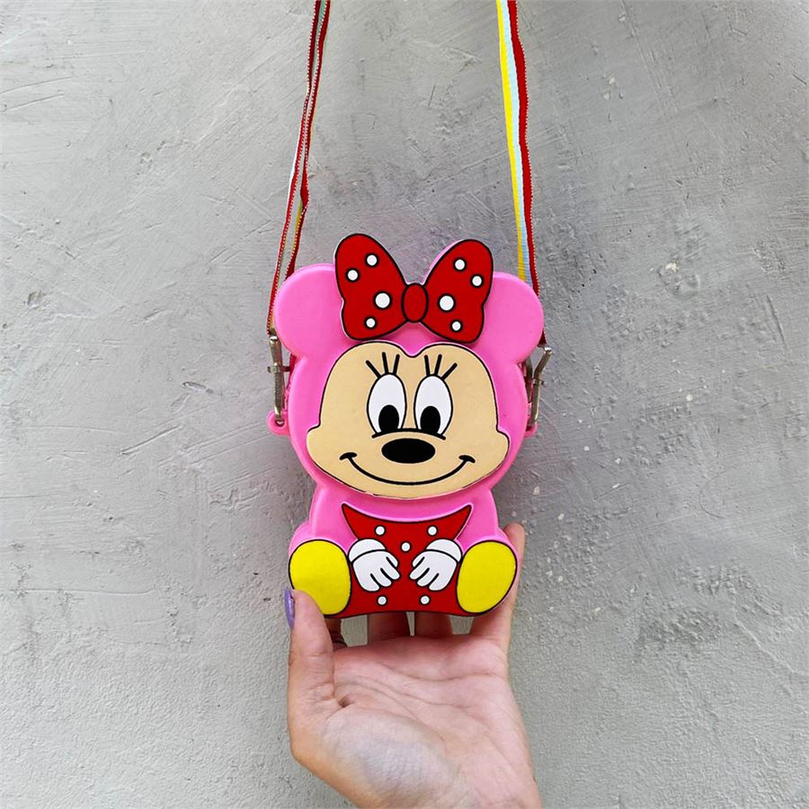 Yeni Pembe Minnie Mouse Silikon Mini Omuz Askılı Çocuk Çantası