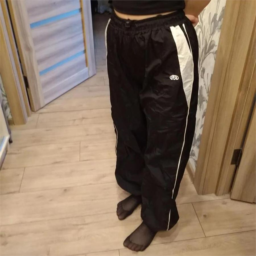 Siyah Retro Kolej Model Lastikli Pantolon