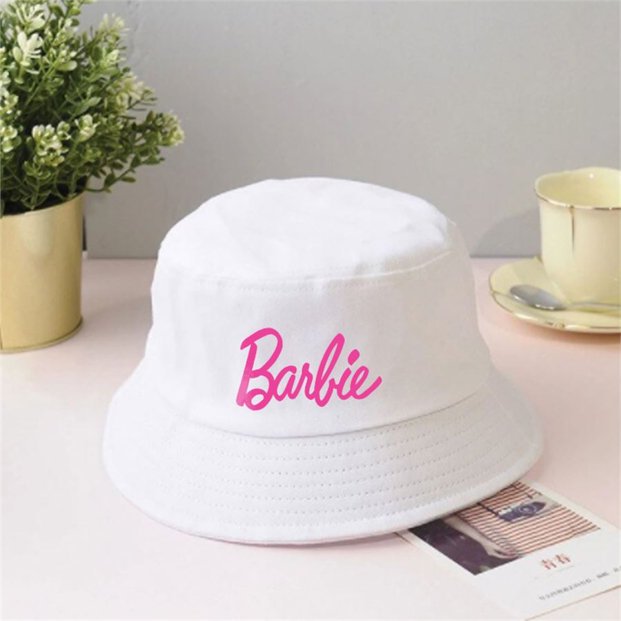 Beyaz Barbie Logo Bucket Şapka