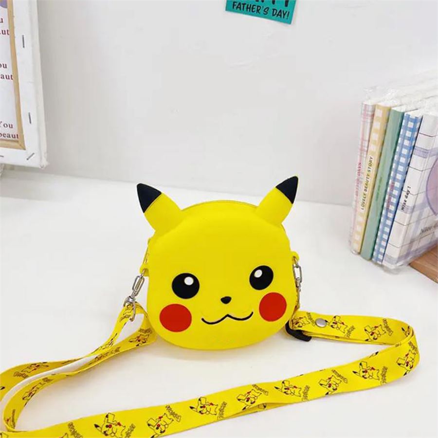 Küçük Boy Sarı Pokemon Pikachu Face Silikon Askılı Çanta