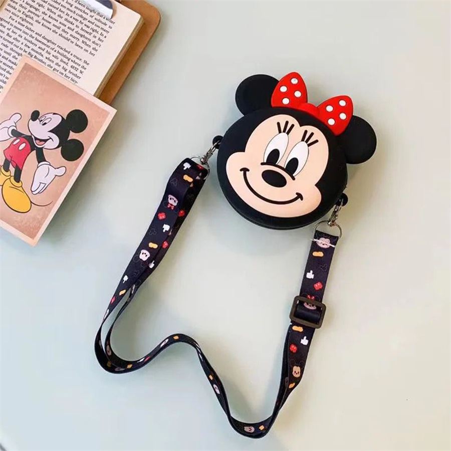 Küçük Boy Minnie Mouse Face Silikon Askılı Çanta