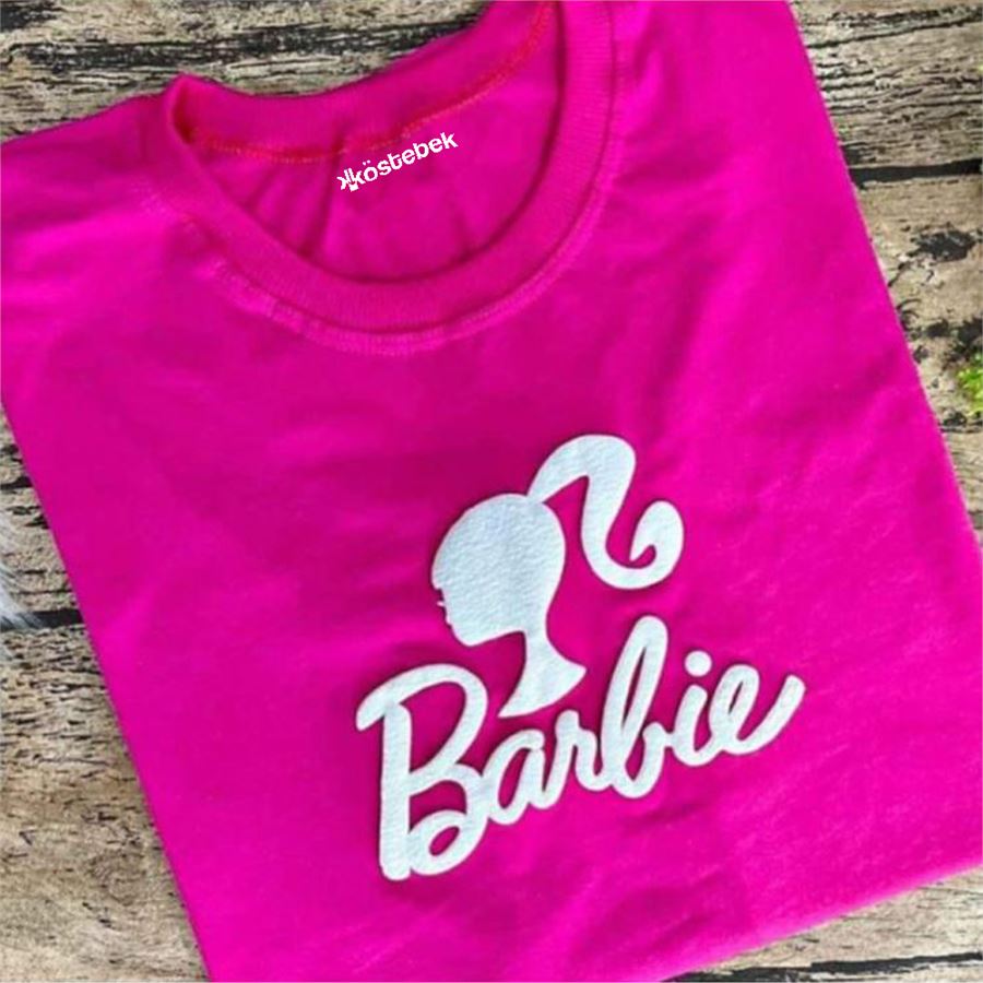Pembe Barbie Silüet Logo Basic (Unisex) T-Shirt