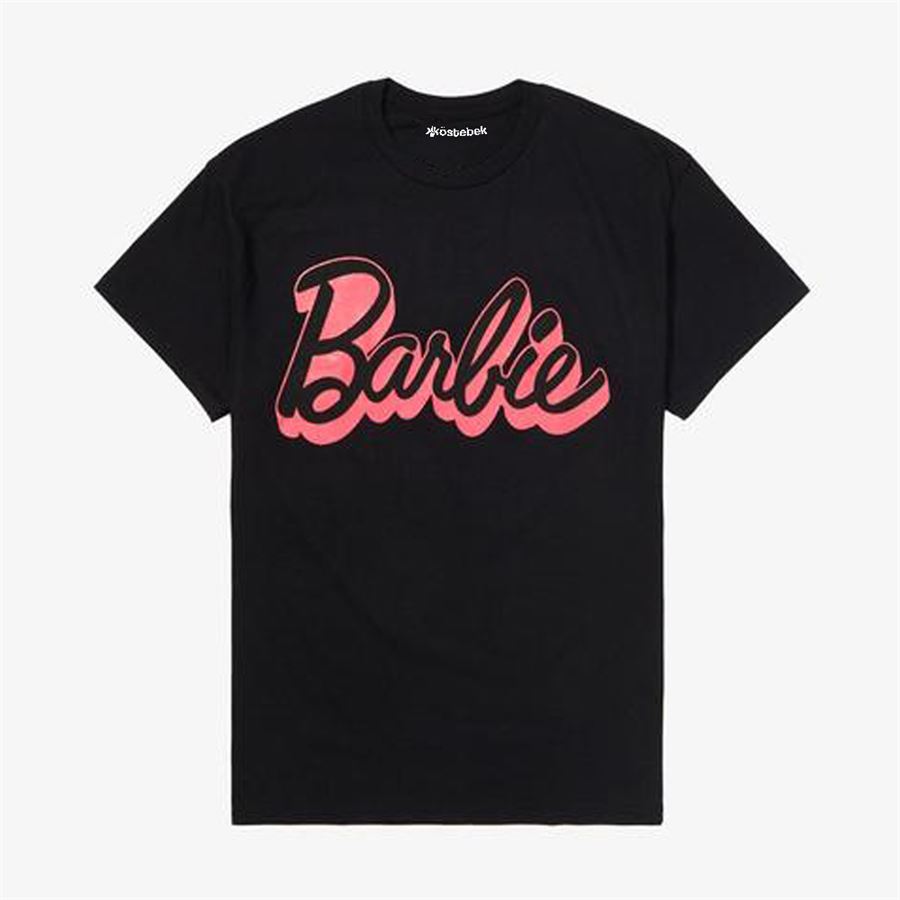 Siyah Yeni Barbie Logo Basic (Unisex) T-Shirt