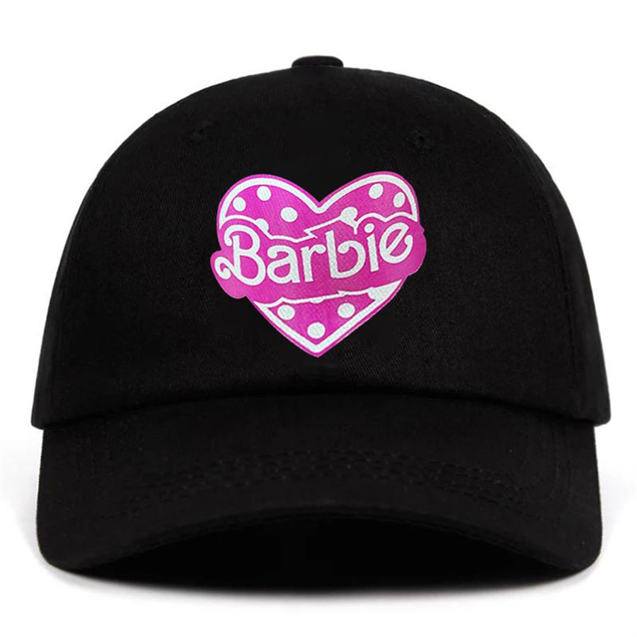 Siyah Barbie Puantiyeli Kalp Logo Şapka