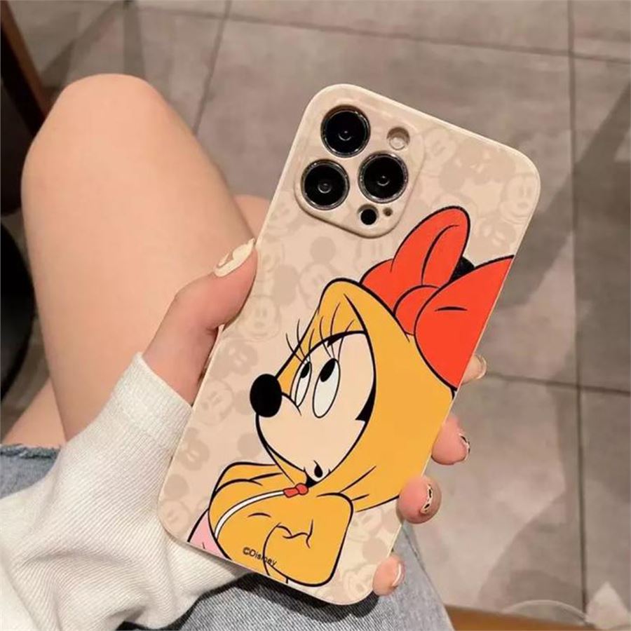 Sarı Kapüşonlu Minnie Mouse İphone Telefon Kılıfları