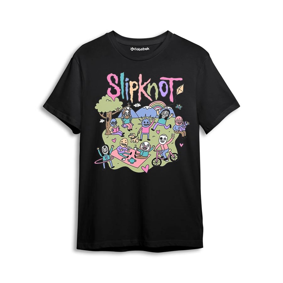 Siyah Slipknot - Cute Cartoon (Unisex) T-Shirt