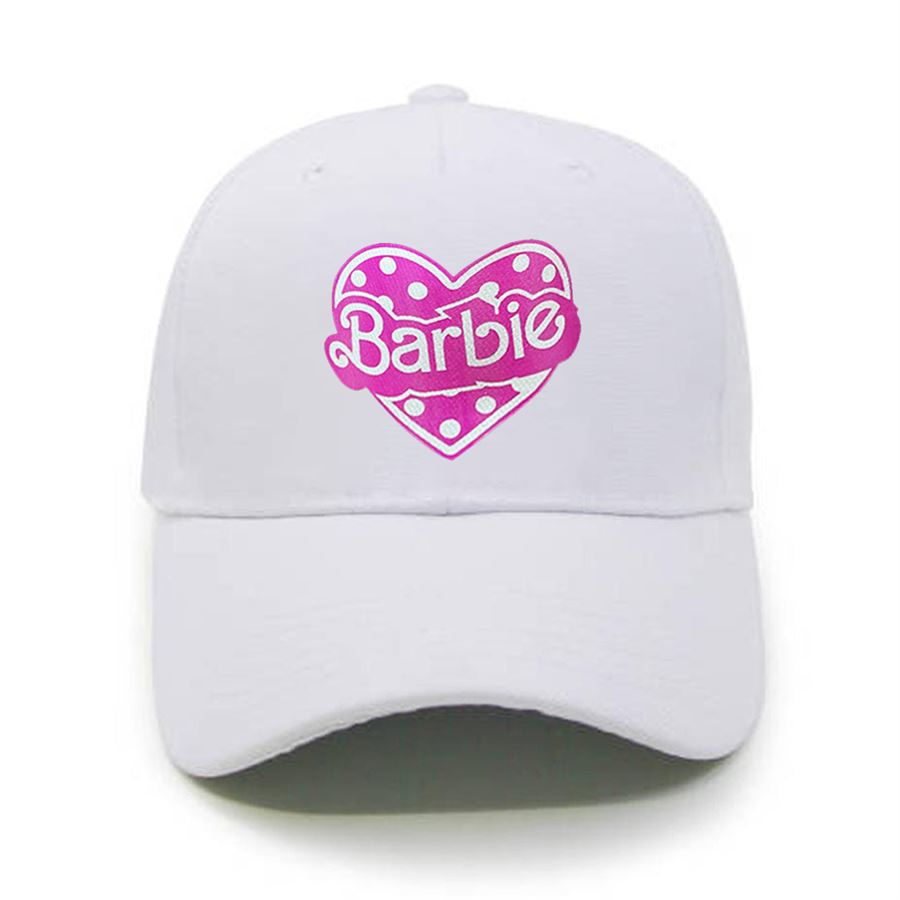 Beyaz Barbie Puantiyeli Kalp Logo Şapka