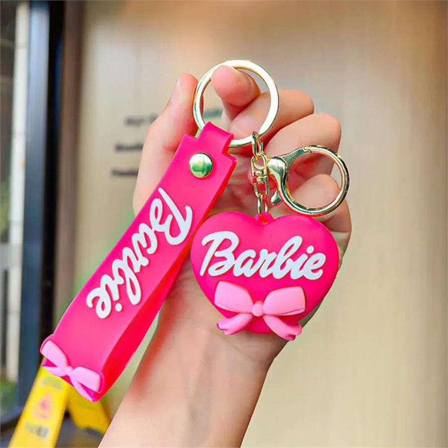 Fuşya Barbie Kalp Silikon Anahtarlık