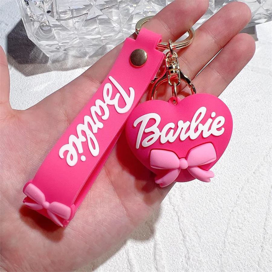 Fuşya Barbie Kalp Silikon Anahtarlık