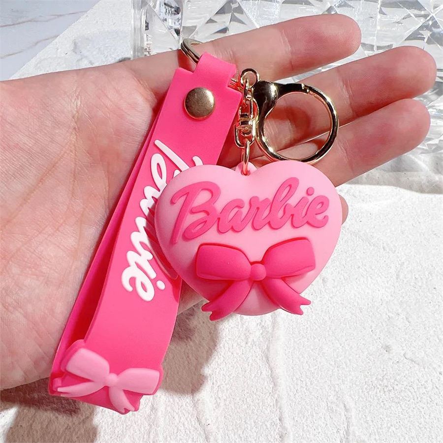 Pembe Barbie Kalp Silikon Anahtarlık
