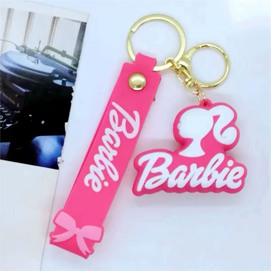 Fuşya Barbie Silüet Logo Silikon Anahtarlık