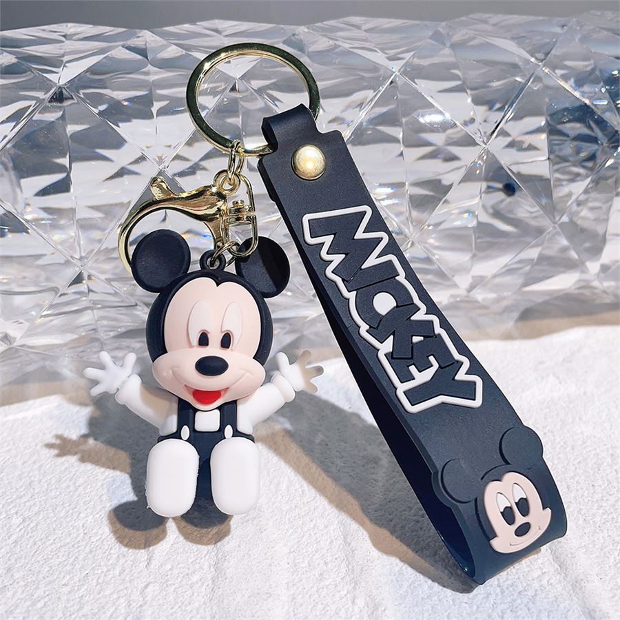 Siyah Oturan Mickey Mouse Silikon Anahtarlık